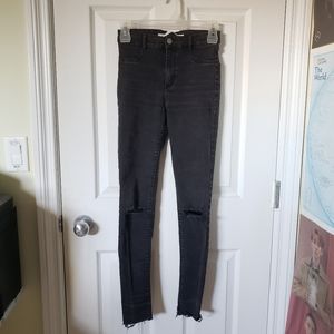 Zara Skinny Ripped Black Jeans